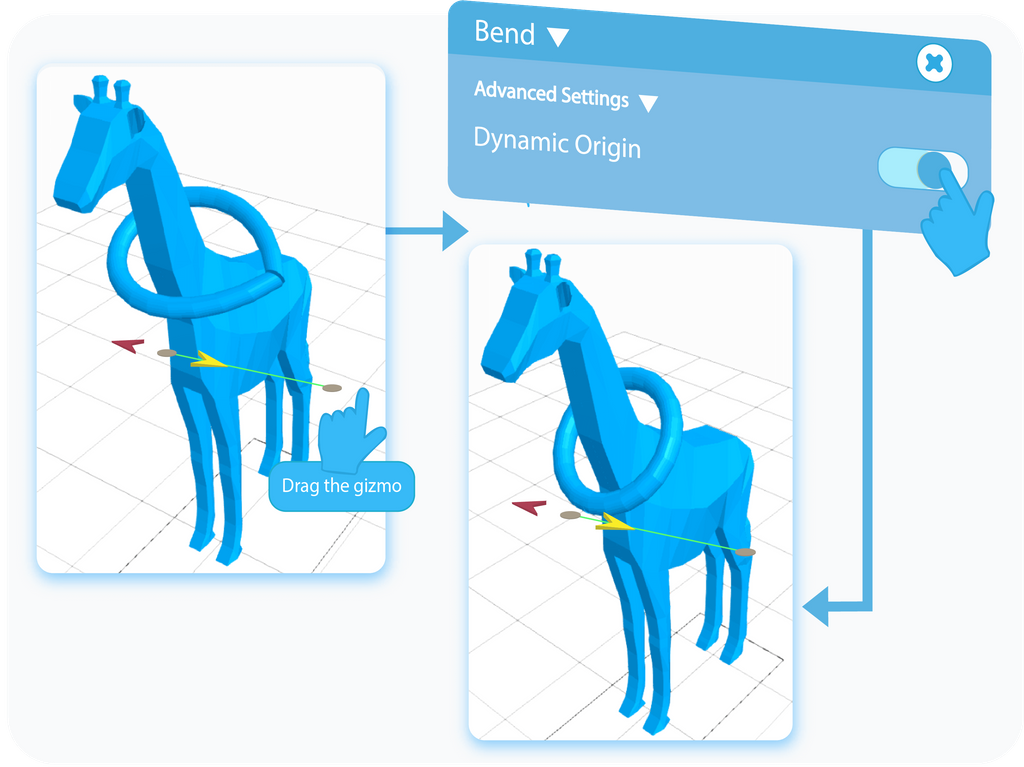 Toggle to enable the Dynamic Origin feature for the Bend tool in the advanced settings